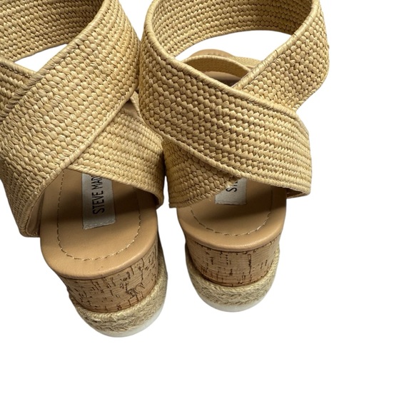 Steve Madden Women's Tan Raffia Wedge Sandals Size‎ 8 - Picture 8 of 14